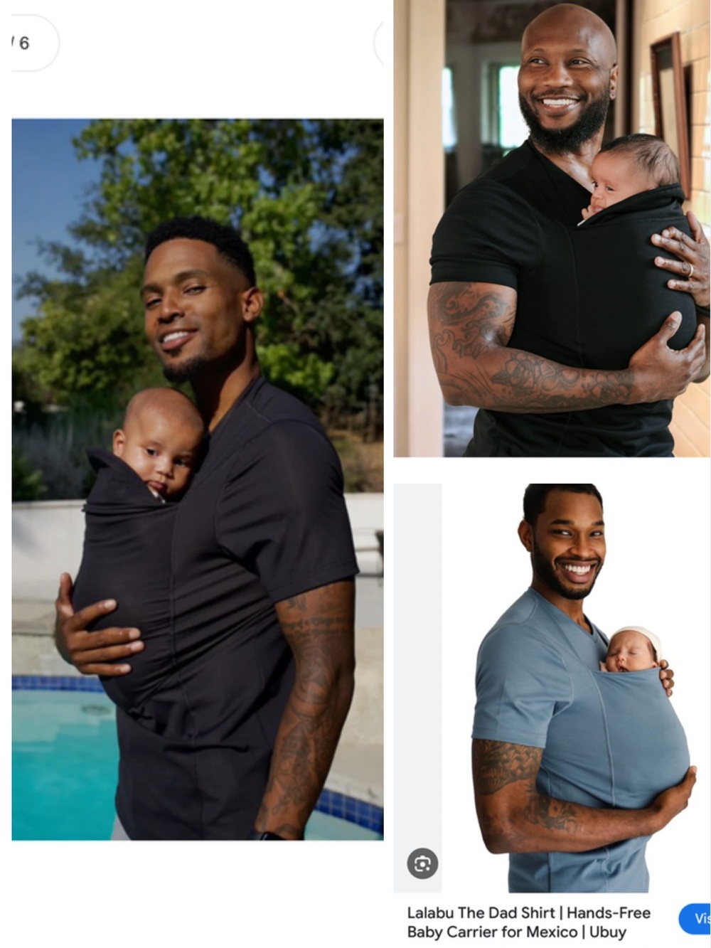 Lalabu The Dad Shirt - Short Sleeve Hands-Free Babywearing Shirt (Black)